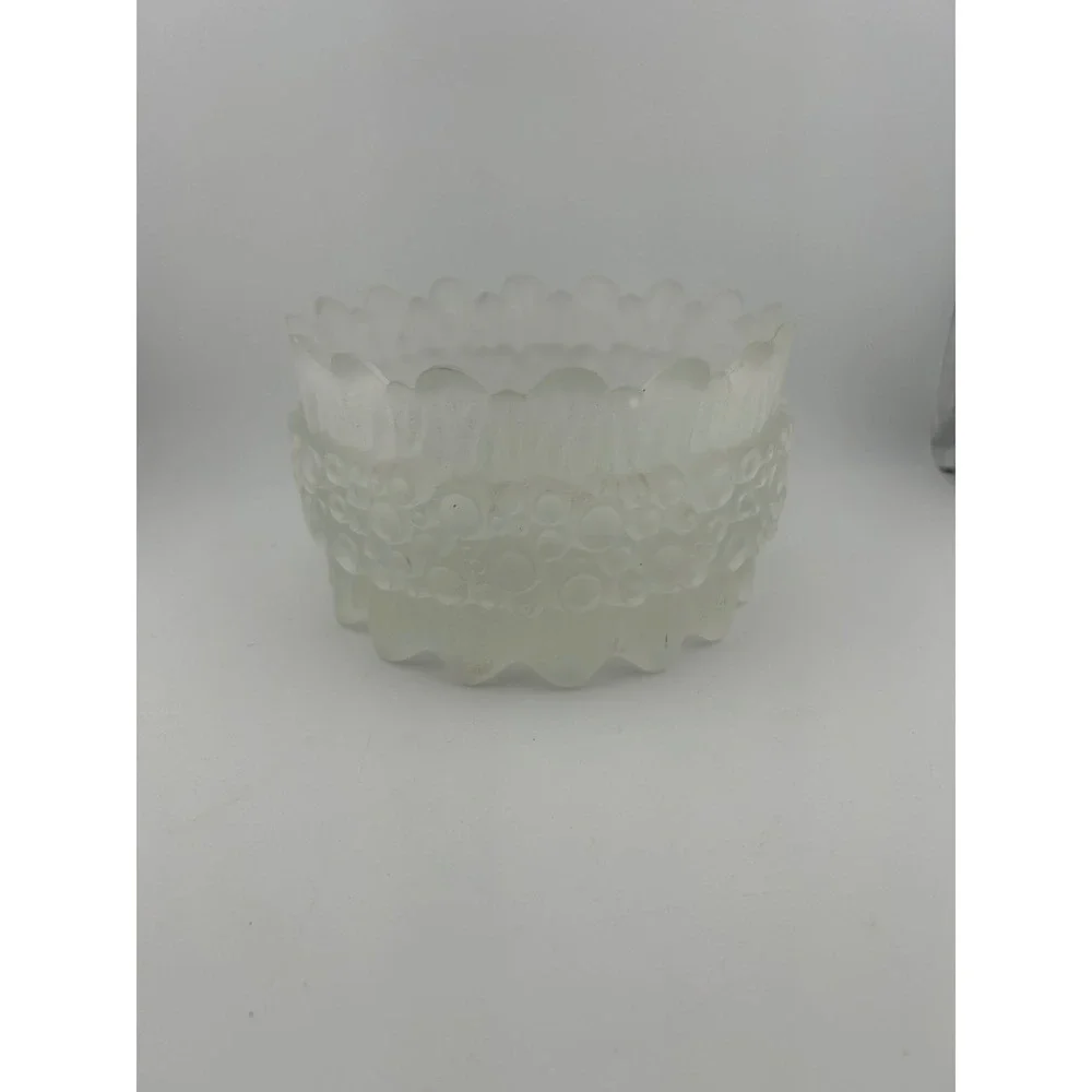 Textured Frosted Glass Bowl, Bubble Design, Candle Holder, Trinket Dish‎